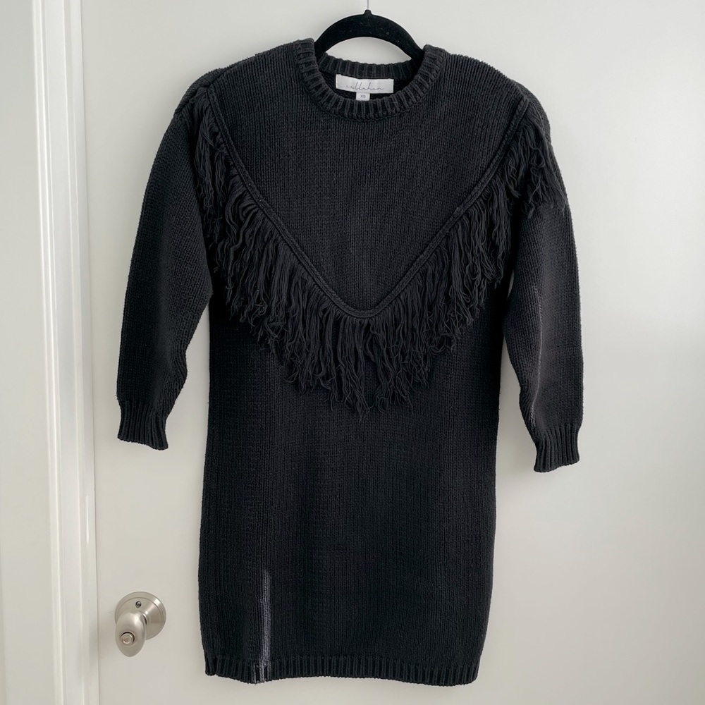 Callahan Fringe Long Sleeve Sweater Dress